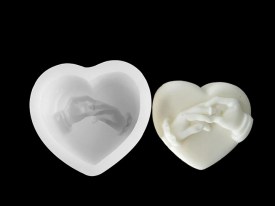 Molde silicona corazon con mano anillos 